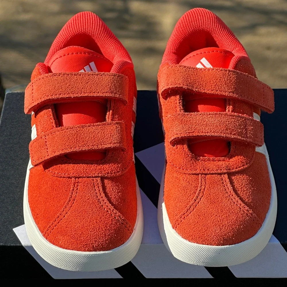 Adidas VL Court 3.0 Kids Youth Casual Sneakers 8C 10C Red White Gum Youth GS NEW